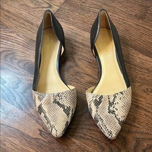 Cole Haan Women's Black and Cream Snakeskin Pointed d’Orsay Flats